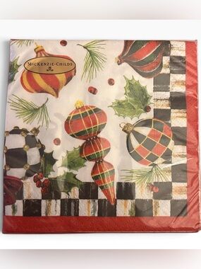 MacKenzie-Childs NWT gorgeous 20ct Deck The Halls Cocktail Paper Napkins